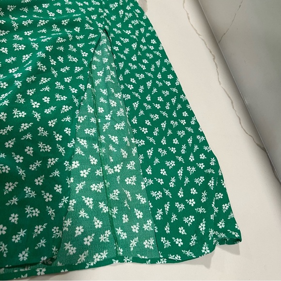 & Other Stories women's floral puff sleeve midi dress with slit green size 4 - Picture 9 of 14